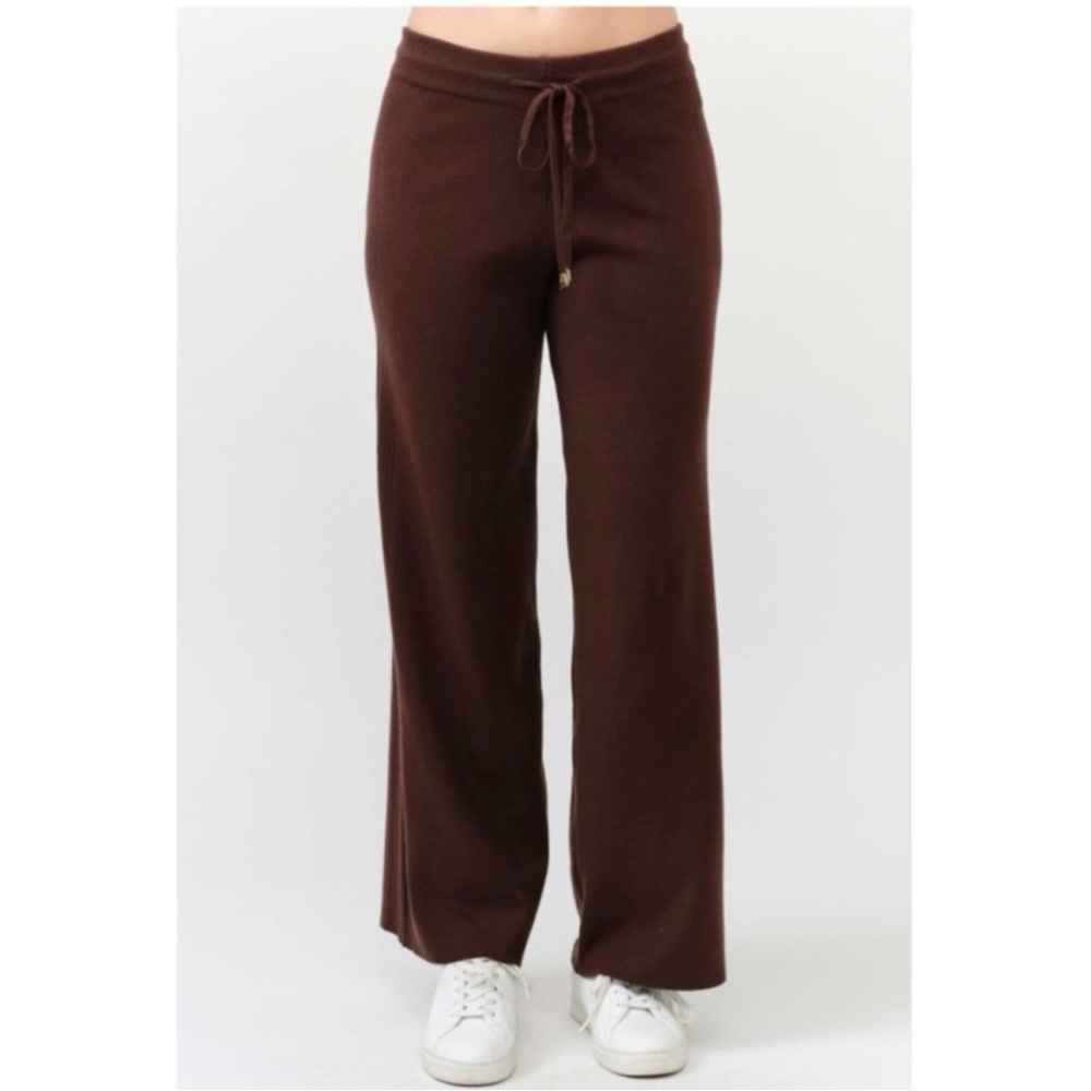 Viscose Blend Brown Rib Knit Turtleneck & Tie-Waist Wide Leg Pants Sz SM NWT! - Picture 4 of 8